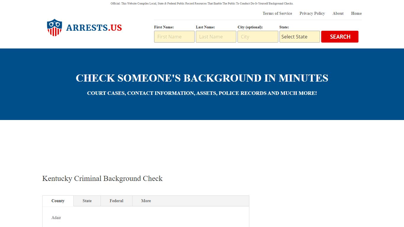 Kentucky Criminal Background Check - Arrests